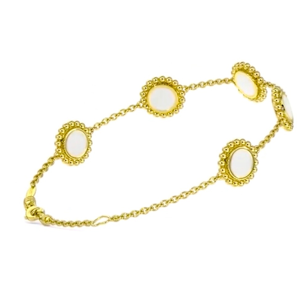 LAGOS Caviar 18K  Yellow Gold Covet Mother Of Pearl Five Station Bracelet